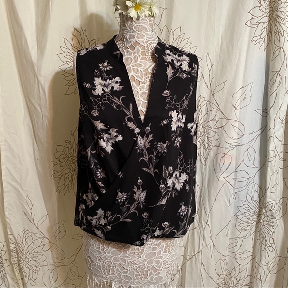 Rachel Roy black floral blouson wrap top - Picture 1 of 5